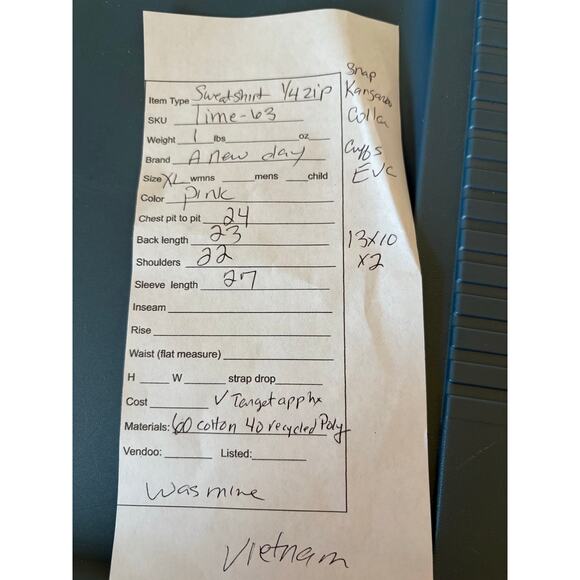 quarter zip pullover sweatshirt kangaroo pocket size xl Pink - Picture 9 of 9